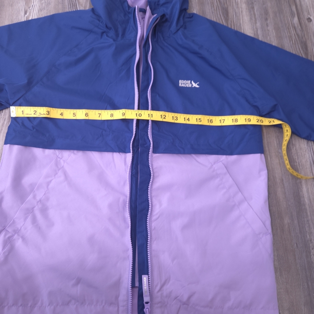 Eddie Bauer Youth L 14/16 Windbreaker Water Resistant Rain Jacket Blue Purple - Picture 13 of 14